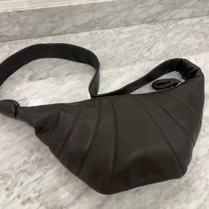 Lemaire Medium Croissant bag in dark chocolate